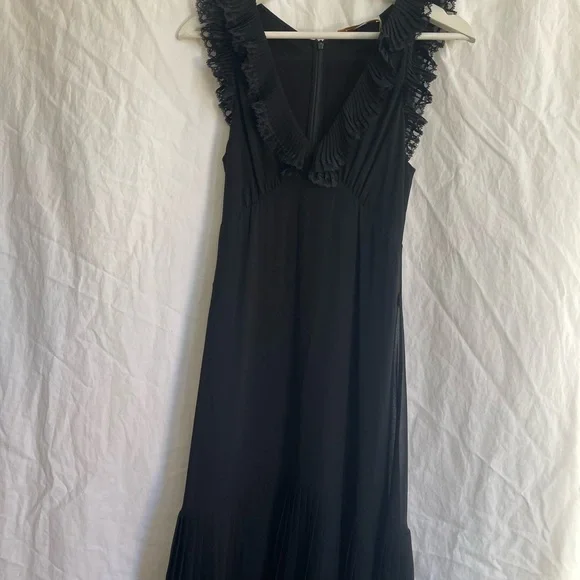 Zimmermann Black Ruffle Maxi Dress Quiet Luxury Pleated Gown Size 0 NEW - Picture 12 of 16